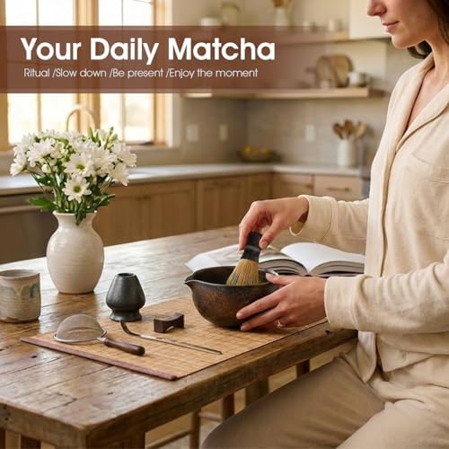 Matcha Set, 7-Piece Matcha Whisk Set with Bowl & 100-Prong Whisk