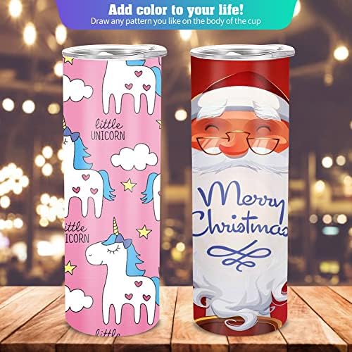 16 Pack Sublimation Tumblers Straight Skinny Tumbler Blanks Bulk 20oz for Heat Transfer, Individual Gift Boxed, Double Wall Insulated Tumbler with Shrink Wrap & Straws