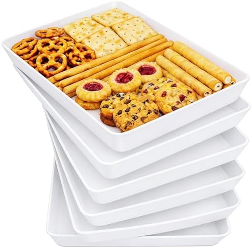 Lifewit 6-Pack Large Serving Tray, 14.5 x 9.5 Plastic Food Serving Platter