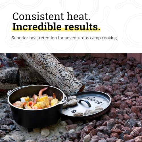 Lodge Pre-Seasoned Cast Iron Deep Camp Dutch Oven with Lid, 5 Quart