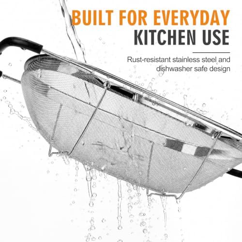 Palksky Over the Sink Colander, Stainless Steel Fine Mesh, 6 Quart 2 Pack