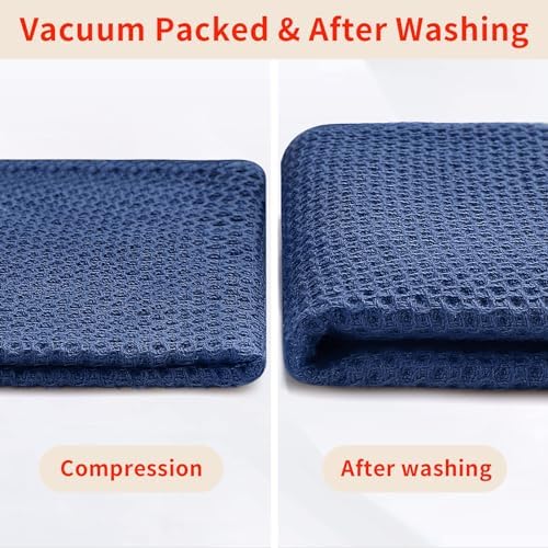 Homaxy 100% Cotton Waffle Weave Kitchen Dish Cloths 8-Pack, Navy Blue