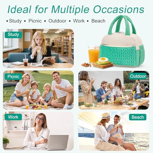 Coobiiya Lunch Box Lunch Bag for Women Men,Reusable Cute Lunch Pail bag,Leakproof,Insulated LunchBox Tote Compact 10L, Cooler Lunch Container for Work Travel Office
