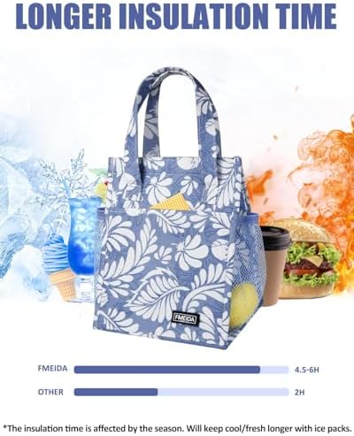 6.75L Small Insulated Lunch Bag, Reusable Cooler Tote Thermal Snack Bag