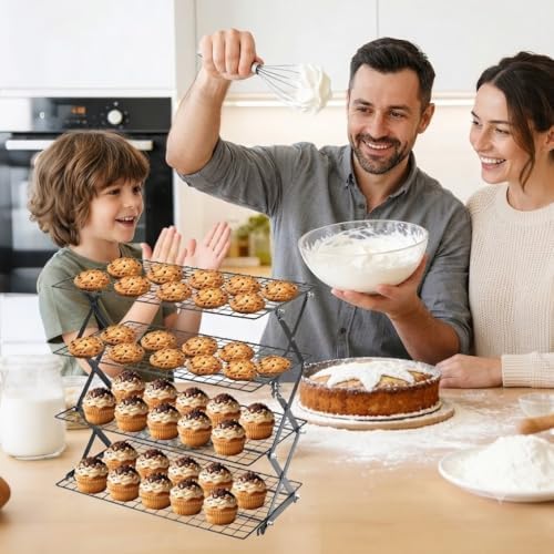 2 Pack Collapsible Cooling Rack, 4 Tier Stainless Steel Baking Rack