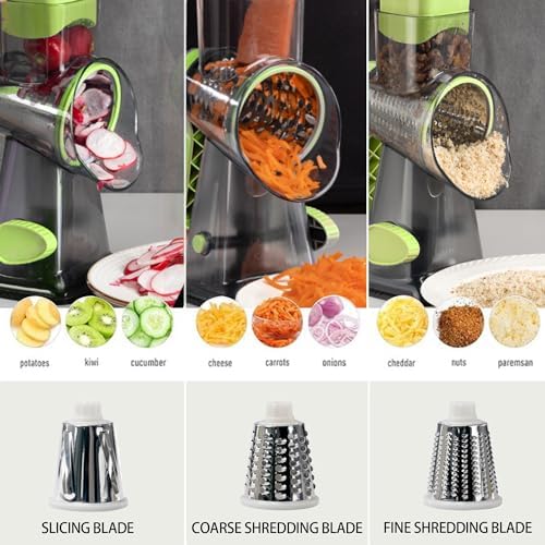 Cheese Grater Hand Crank Rotary Vegetables Shredder with Handle