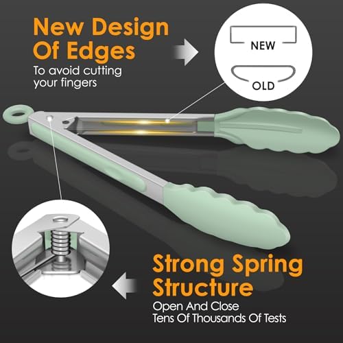 HOTEC Silicone Kitchen Tongs for Cooking, 9-Inch Serving Tongs, Set of 3