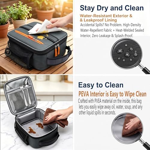 Lunch Box Insulated Lunch bag for Men Teen Kids Boys Adult Portable Stylish Small Lunchbox Special Design for Working Office school Picnic (Gray 6L(Without Shoulder Straps))