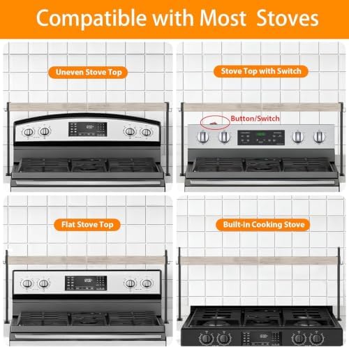Over the Stove Shelf 26.9-inch(fit 24-inch stove) , Rustic Brown + Black