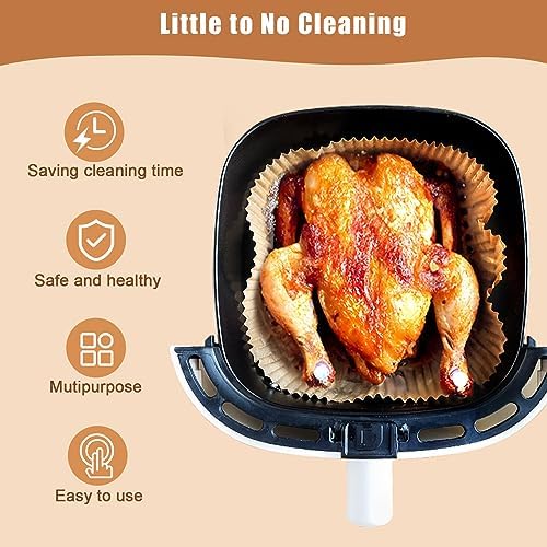 Air Fryer Liners Disposable, 100PCS Non-stick Disposable Airfryer Liners, 8 Inch Unbleached Parchment Paper, Round Airfryer Paper Liners for 5-8QT Air Fryer, Baking, Roasting Microwave