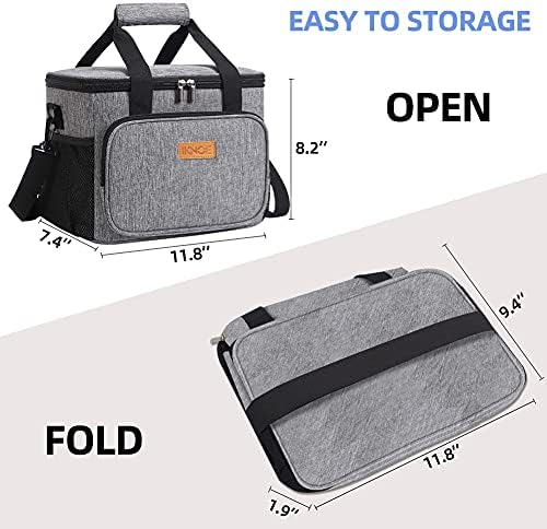 iknoe Insulated Lunch Bag, Foldable 8.5L Cooler Bag for Men & Women, Lunch Box