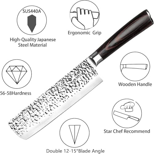 imarku Nakiri Knife 7 Inch, Japanese High Carbon Stainless Steel Chopper