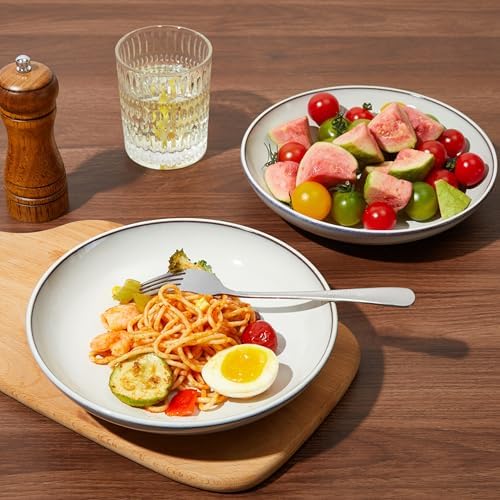 Pokini 8.75'' Ceramic Pasta Bowls Set of 4, Salad Bowls Pasta Serving Bowls
