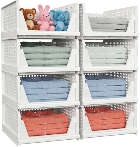 caktraie 4 Pack Stackable Closet Storage Basket - Stackable Storage Bins