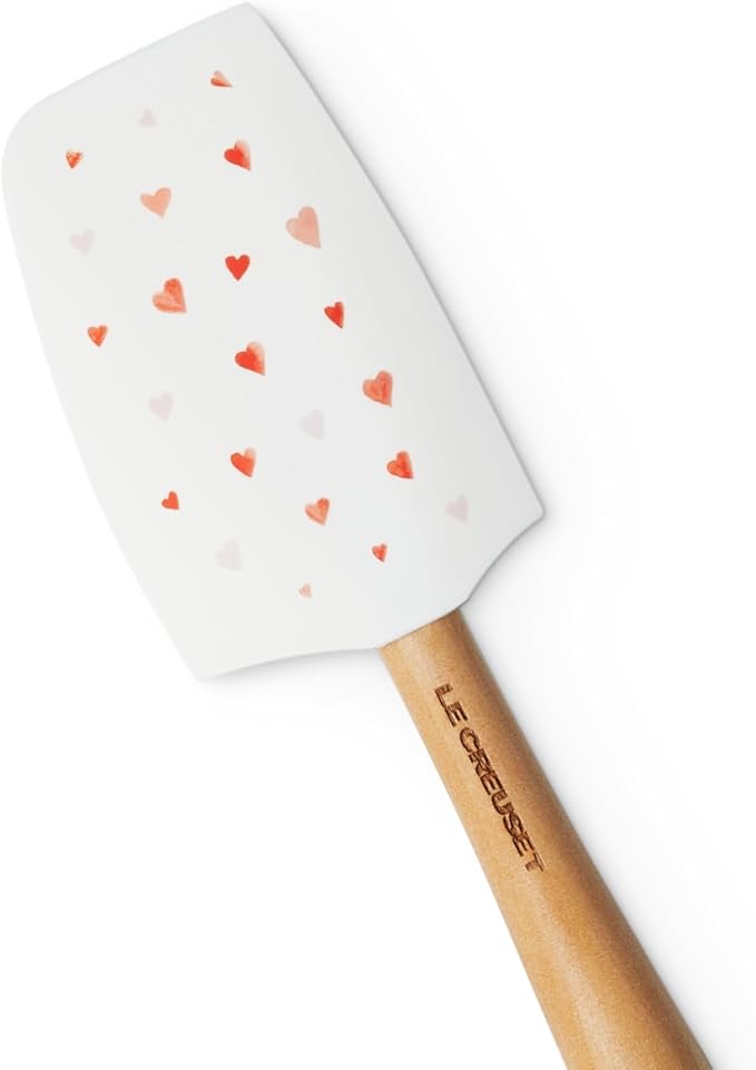 Le Creuset Mon Coeur Collection Silicone Craft Medium Spatula, White with Hearts