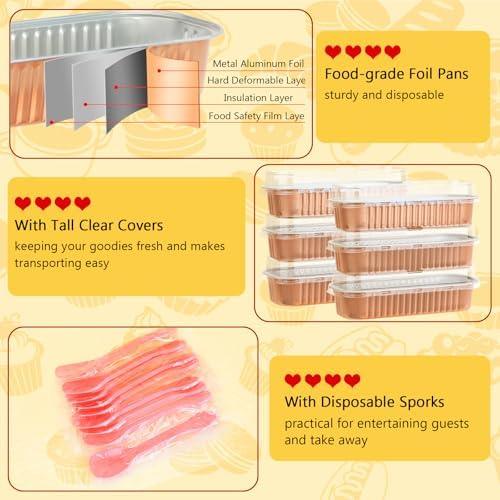 LNYZQUS Mini Loaf Pans with Lids, 6.8oz Cake Tins for Small Bake