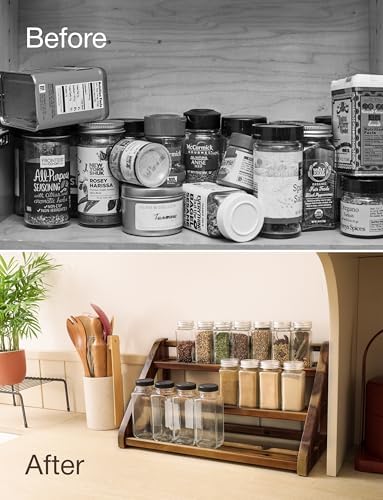 Tinamo Acacia Wood Spice Rack, 3-Tier Spice Rack Organizer for Countertop