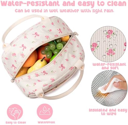 Bluboon Lunch Bag for Women Men Cute Corduroy Lunch Tote Bags Reusable Insulated Lunch Box Large Capacity Reusable Insulated Cooler for Work Picnic or Travel