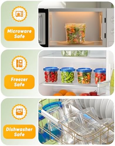 BiuLeon 12 Pack-24 oz Freezer Storage Containers, Airtight Twist Top Lids Food Containers for Soup Leftover Lunch Fruit Salad,BPA Free, Reusable, Stackable