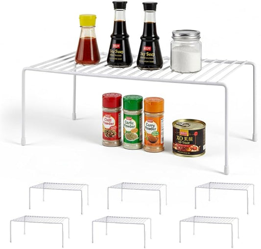 4-Pack Medium (13x8.5inch) Kitchen Organizer Rack, Kitchen Shelves for Spice Organization for Cabinet, Pantry Organizers and Storage, Spice Rack, Desk Organizer, White