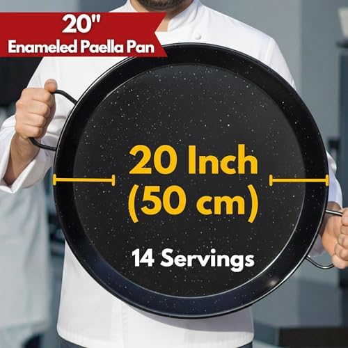 Paelluxe Paella Pan Enameled No-Rust Steel Skillet - 20 Inch, 14 Servings