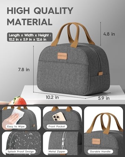 KEMETHY Adults Bento Lunch Box Set with Thermo Bag, 74oz Stackable Leak-proof 3-tiers Bento Box, Built-in Utensil and Sauce Container for Work, School, Dining Out (Gray)