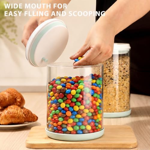 POP Glass Airtight Food-Jar With-Lid - 2.2Qt/2L Clear glass container | Stackable One-Touch Opening | For Cookie, Candy, Sugar, Flour, Nuts，Coffee