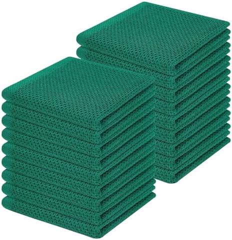 Homaxy 100% Cotton Waffle Weave Kitchen Dish Cloths 18-Pack, Dark Green