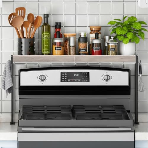 Over the Stove Shelf 26.9-inch(fit 24-inch stove) , Rustic Brown + Black