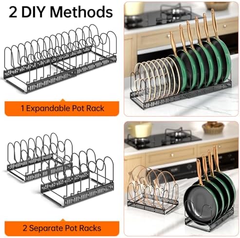 MUDEELA Expandable Pot Pan Lid Organizers inside Cabinet, 14 Divider-Black