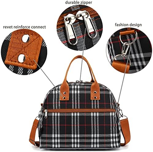 FlowFly Insulated Lunch Bag for Women & Men, Large Reusable Lunch Tote with Shoulder Strap & Handle, Freezable Cooler Bag for Work, Travel & Meal Prep,W&B (W&B)