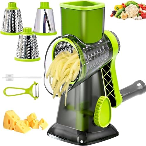 Cheese Grater with Handle,Multifunctional Rotary Cheese Grater