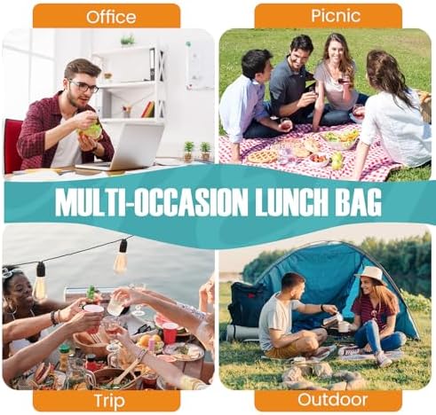 Lunch Bag for Men/Women, Reusable Lunchbox for Adult, Small Insulated Lunch box, Lunch Tote Bag for Office, Work, Picnic - Grey