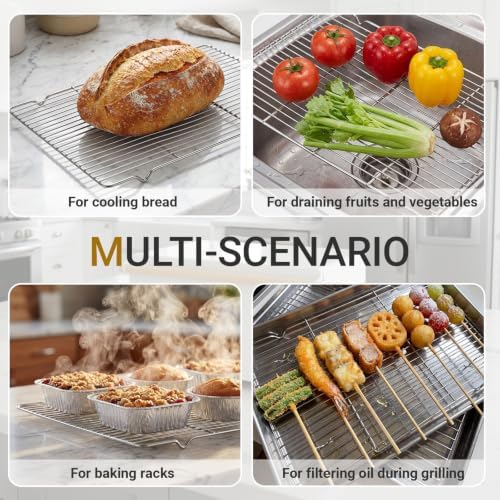 Lounsweer 8 Pcs Cooling Racks, 24L X 16W X 1H Stainless Steel Wire Rack for Baking Sheet, Large Cookie Cooling Rack, Oven Safe Cooking Racks for Sheet Pan, Dishwasher Safe