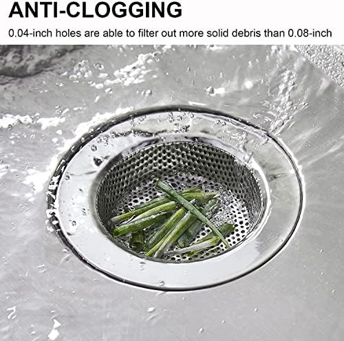 LASSHSWA Kitchen Sink Strainer Stainless Steel, Kitchen Sink Drain Strainer，Sink Strainers for Kitchen Sinks with Large Wide Rim 4.5" Diameter (4 Pack)