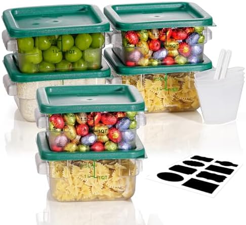 2QT 6PCS NSF Commercial Clear Food Storage Containers with Lids(GREEN)