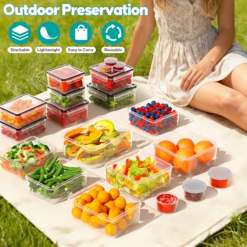 40 Pcs Food Storage Containers with Lids Airtight (20 Lids & 20 Containers)