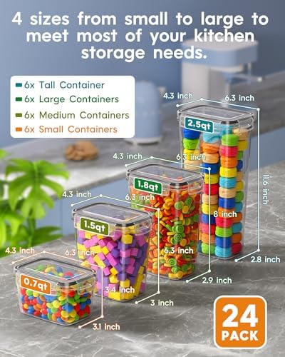 KEMETHY Airtight Food Storage Containers with Lids, 24 PCS, BPA-free