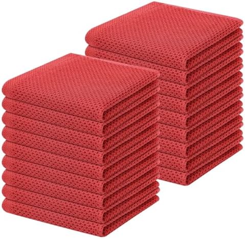 Homaxy 100% Cotton Waffle Weave Kitchen Dish Cloths 18-Pack, Brick Red