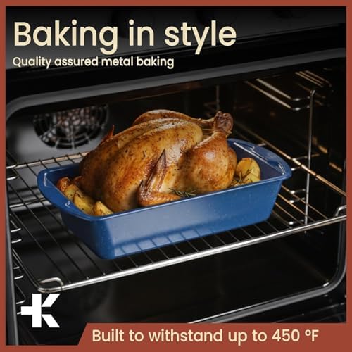 Nonstick Loaf Pan Set Pack of 2, 10.2" & 11" Large Baking Bread Pan, Oven Safe Up to 450°F, PFOA, PFOS, PTFE Free, Space Saving Stackable Design, Stain Resistant, Dishwasher Friendly, Blue Marble