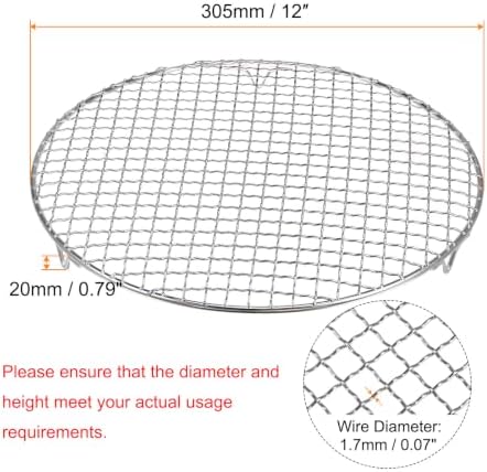 HARFINGTON Round Cooking Rack 12-inch 201 Stainless Steel Cross Wire Barbecue Grill Net with 20mm Legs for Cooking Baking Steaming BBQ