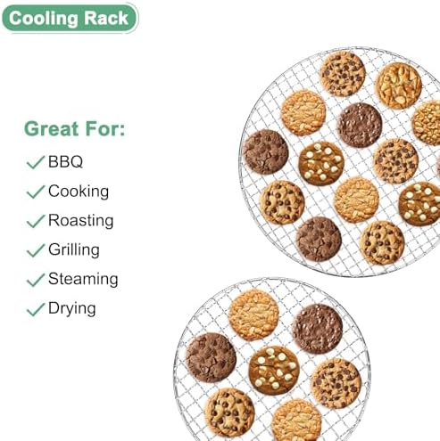 M METERXITY Cooling Rack, 6" Round Stainless Steel Baking Rack for BBQ/Cooking/Roasting/Grilling/Steaming/Drying, Wire Cooling Rack for Baking [Silver]
