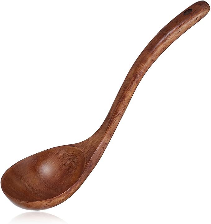 Wooden Soup Ladle, 10.2 Inch Long Handle Soup Ladle Wooden Soups Spoon Kitchen Utensil for Kitchen Cooking Serving Soups