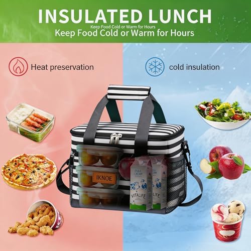 iknoe Insulated Lunch Bag, Foldable 8.5L Cooler Bag for Men & Women, Lunch Box