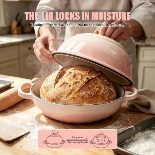 Cast Iron Bread Dutch Oven 6QT Cream Enameled with Lid