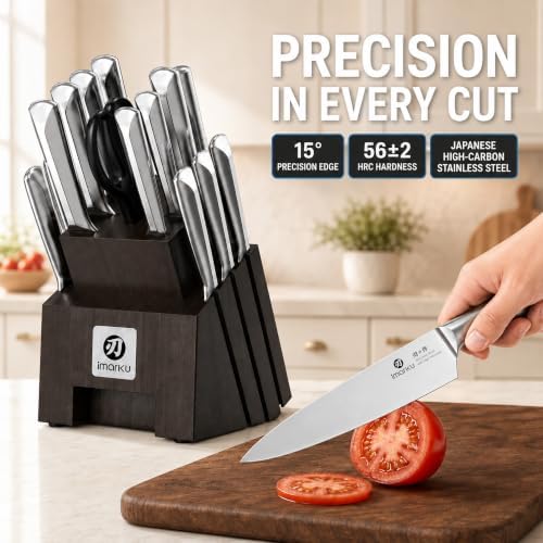 imarku 16PCS High Carbon Stainless Steel Knife Set, Sharp & Durable