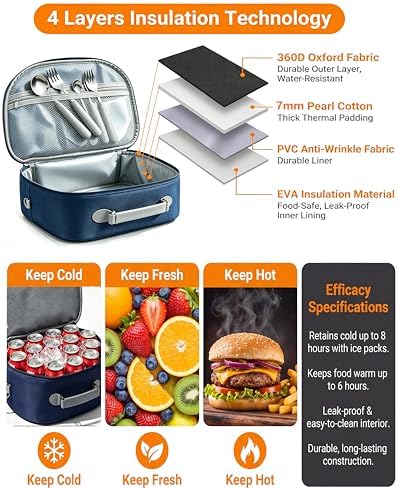 Insulated Lunch Box Lunch Bag for Women Teen Girls Teacher Mom,Soft Cooler | Large-Capacity | Water Resistant | Adjustable Strap Stylish Lunch Tote for School Office Work Travel Picnic