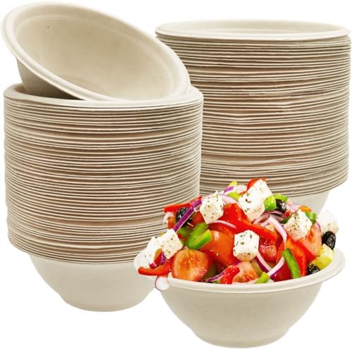 100 Pack Compostable 8 oz Paper Bowls,Small Natural Disposable Paper Bowls