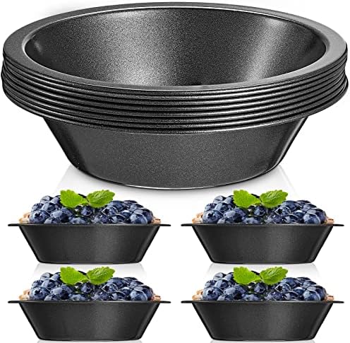 8 Pcs 4 Inch Steel Mini Pie Pans Tins, Black