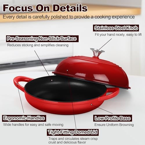 TeamFar Cast Iron Bread Dutch Oven, 6 Qt Enameled Dutch Oven Pot